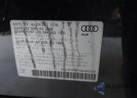 2016 Audi Q5 3.0T Premium Plus z USA, uszkodzony, nr VIN WA1D7AFP1GA089339